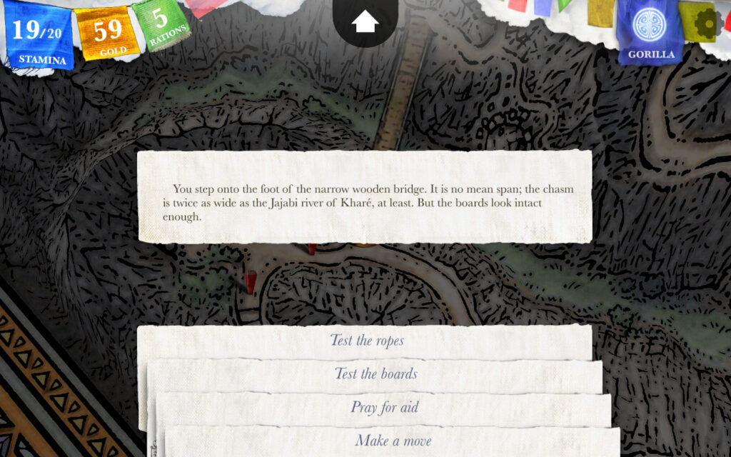 A book page with several options below