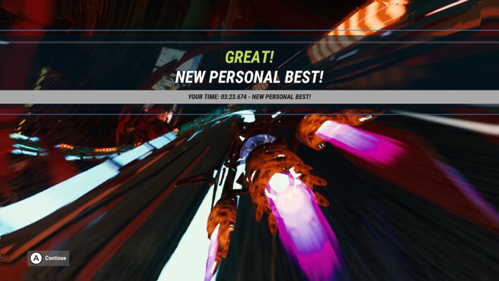space ship underneath the text new personal best