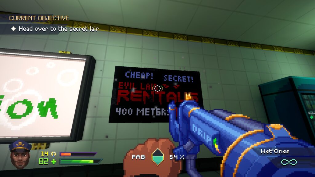 a flyer for secret lairs and a water gun pointed at it