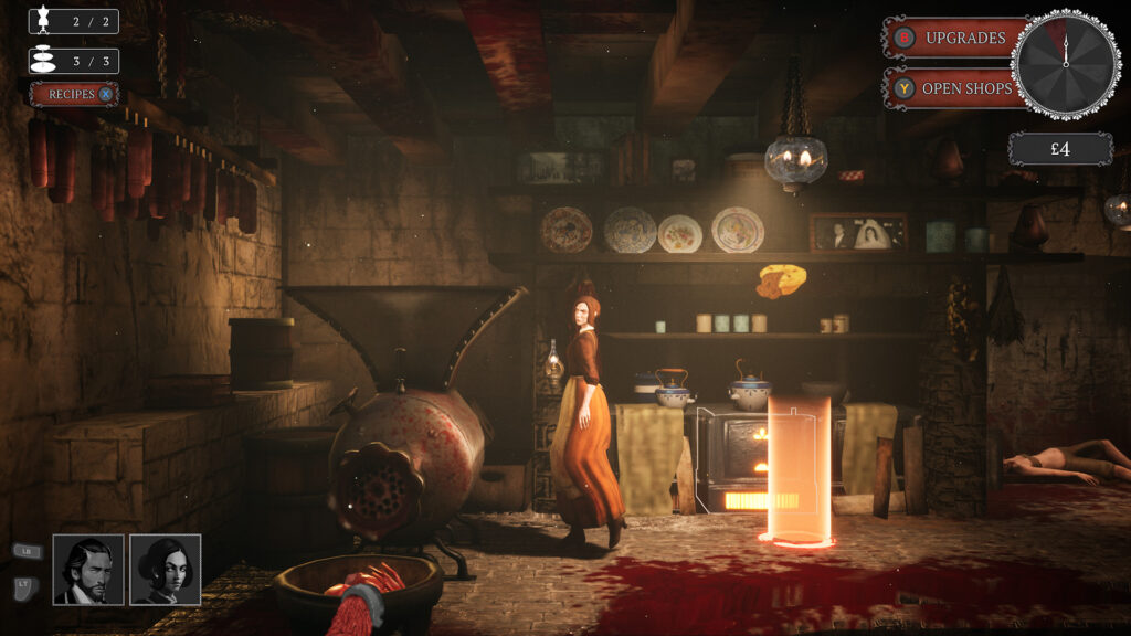 Hildred watches as meat exits a meat grinding machine