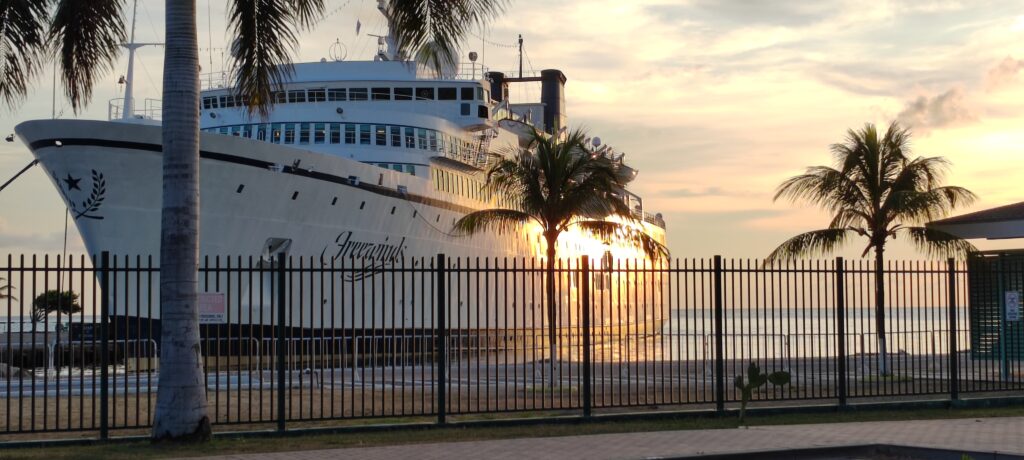 a cruise ship docked 