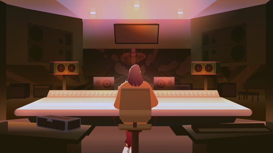 girl sitting at a dj booth behind the set