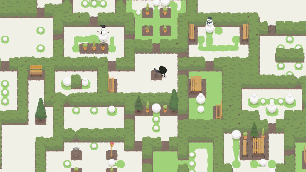 An overview of the different gardens on the game with each one having its own snowman challenge