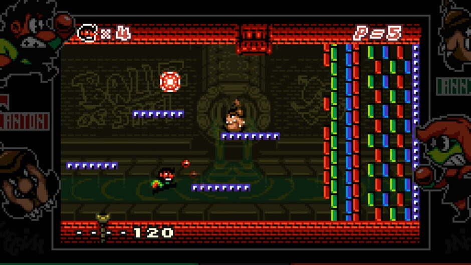 Anton standing diagonally in front of a ball heading towards him in an array of bricks