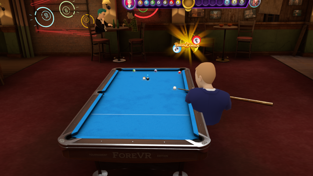 Completing a chain in ForeVR Pool.