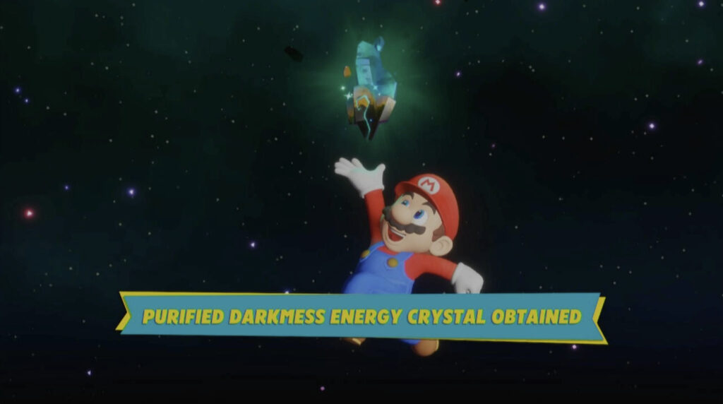 Mario reaches up for a crystal