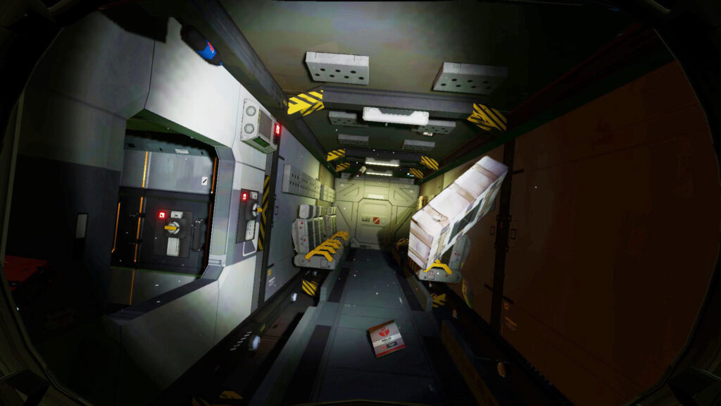 Hardspace: Shipbreaker Review - Objects floating in zero-g whilst illuminated by the players head lamp