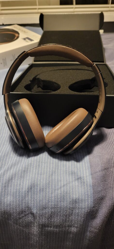 The Enduro ANC Noise Cancelling Headphones beside the box