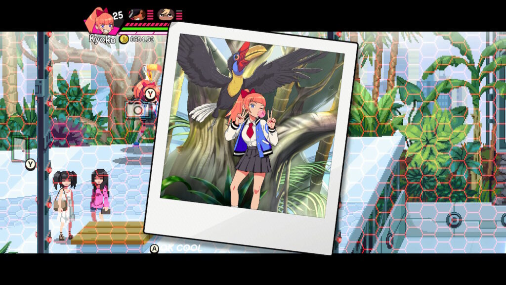 Kyoko taking a picture in front of a bird.
