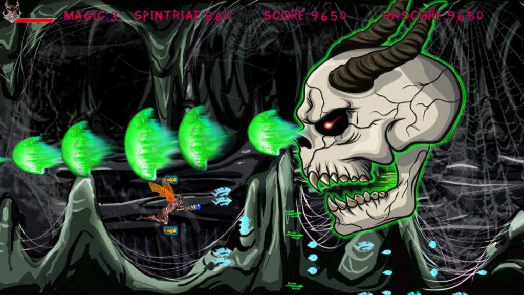 Hell Pages boss fight with a flying skull