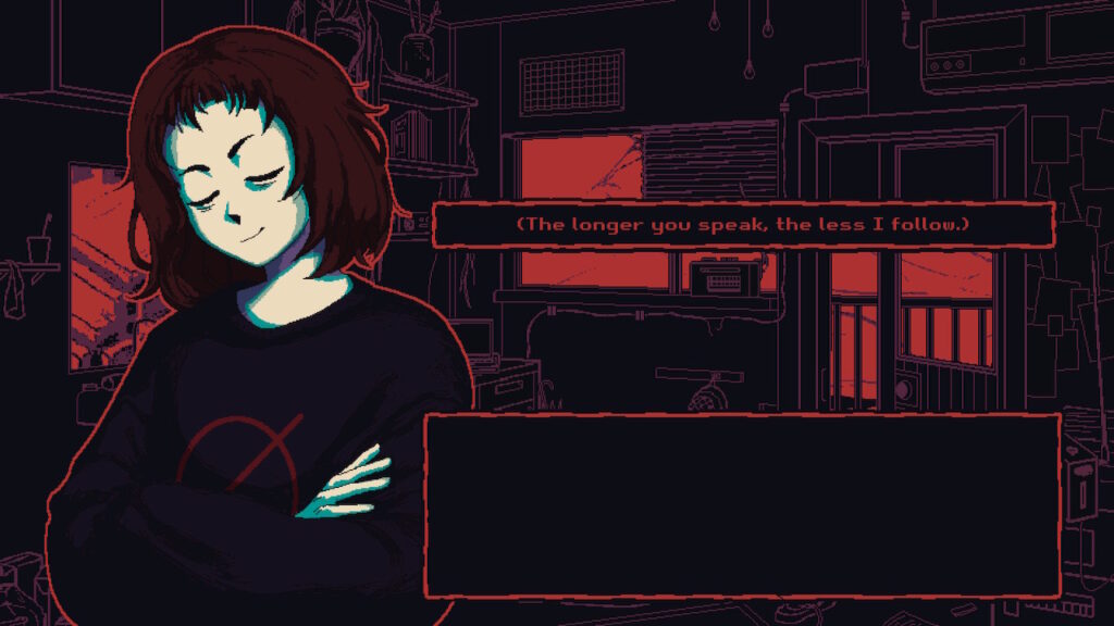 Girl smirking as I can select one dialogue option to respond to her
