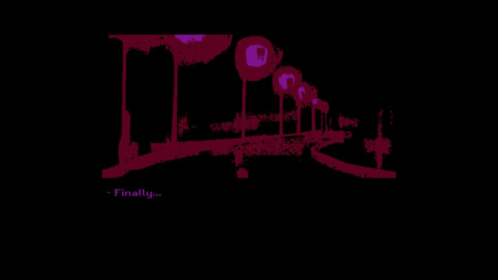 streetlights and a road in red and black pixel art