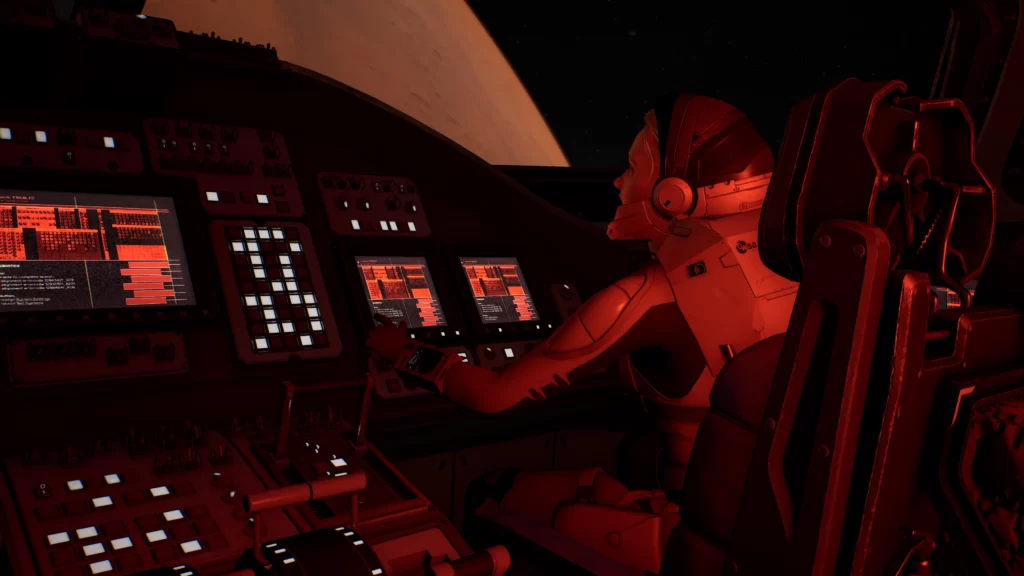 Your shuttle serves as an early gameplay area to pilot and control.