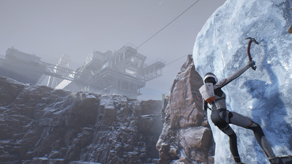 Use your pick axes to climb icy walls.