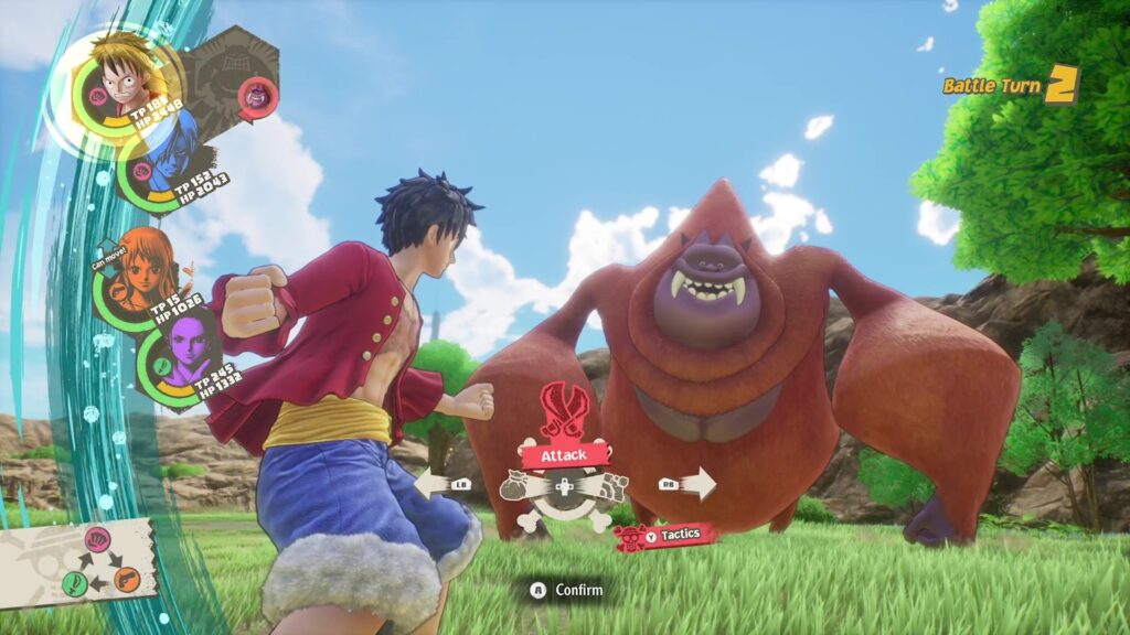 A character faces a gorilla enemy