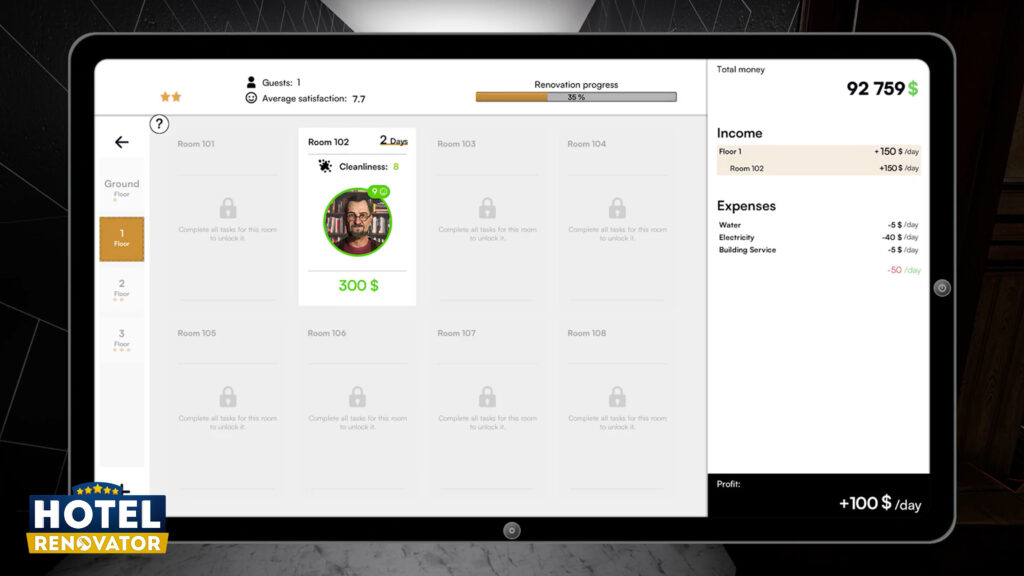 Keep track of room rates and guests' needs with your tablet.