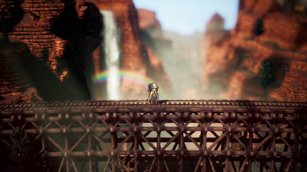 Bridge over a canyon in Octopath Traveler 2