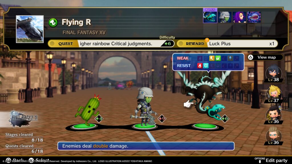 Song / Stage selection for Theatrhythm Final Bar Line for FFXV