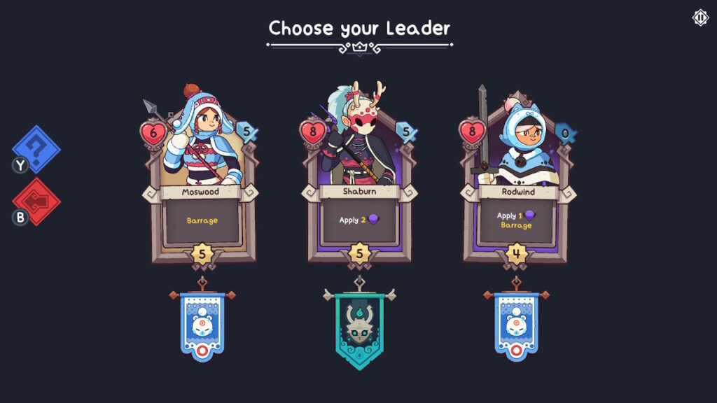 three different leaders available to be selected