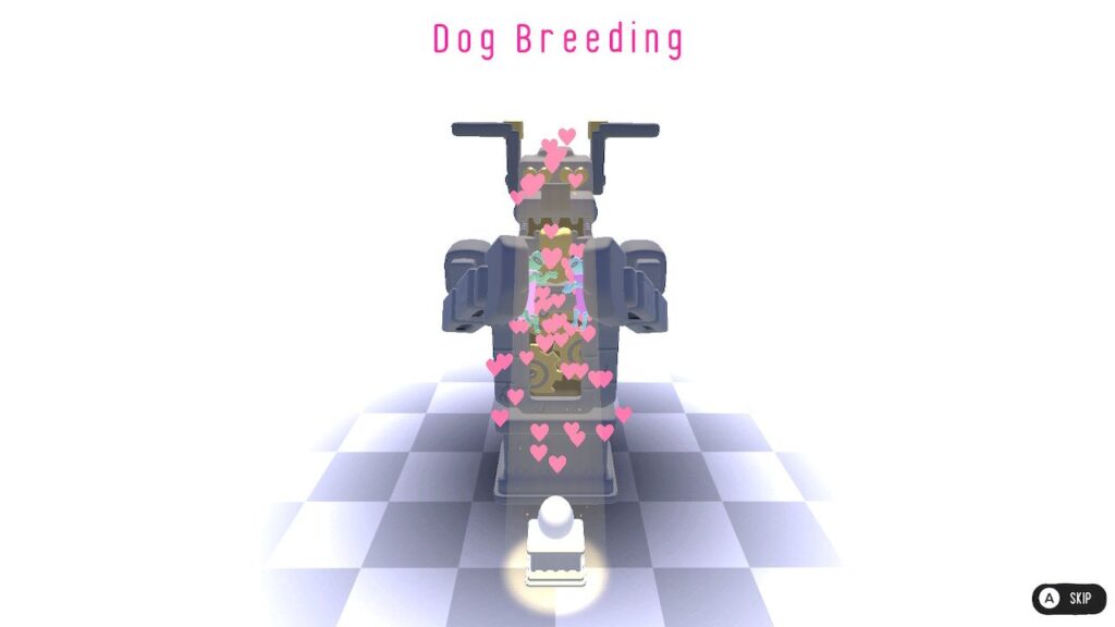 a screen showing the dog breeding animation
