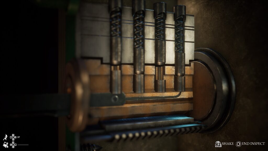 screen showing the lock picking process.