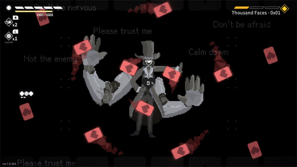 Magician character spinning red cards in a circle around itself
