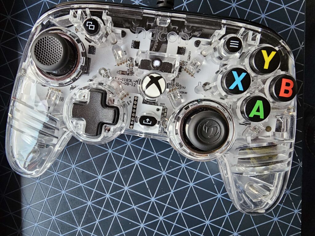A close-up of the Nacon Pro Compact Controller Colorlight with no lights on