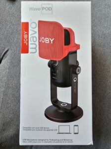 A picture of the box for the JOBY Wavo POD USB microphone