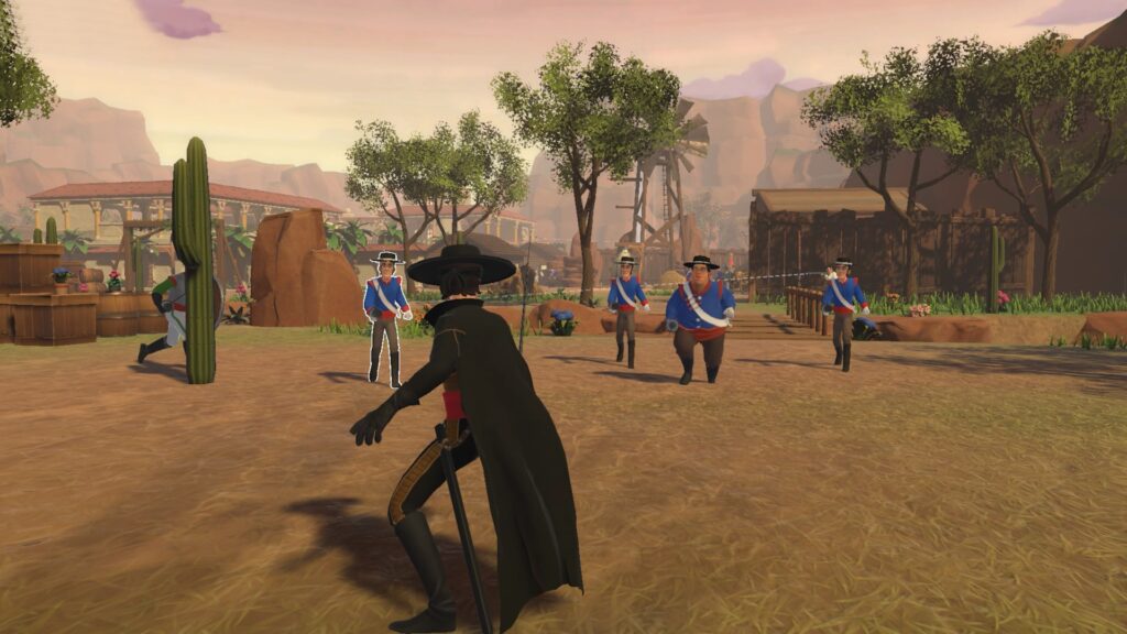 Zorro going up against a wave of enemies