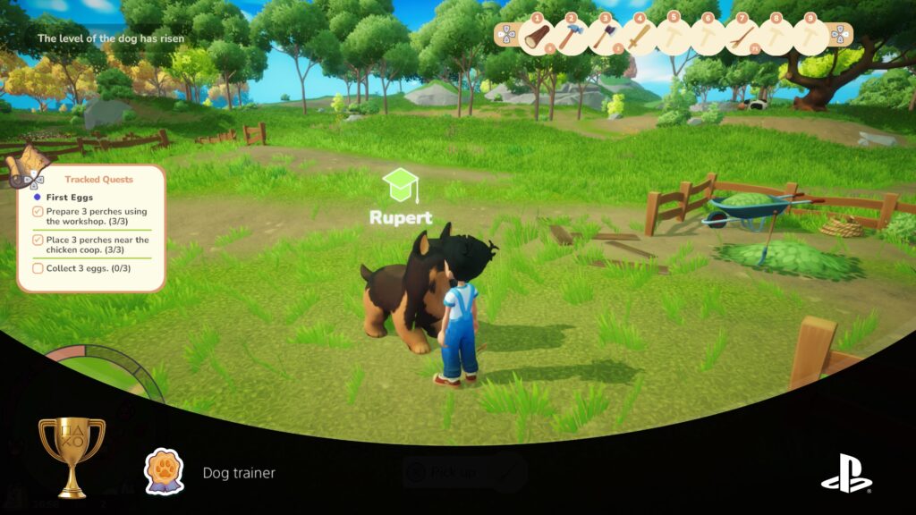 Petting the dog on Everdream farm.