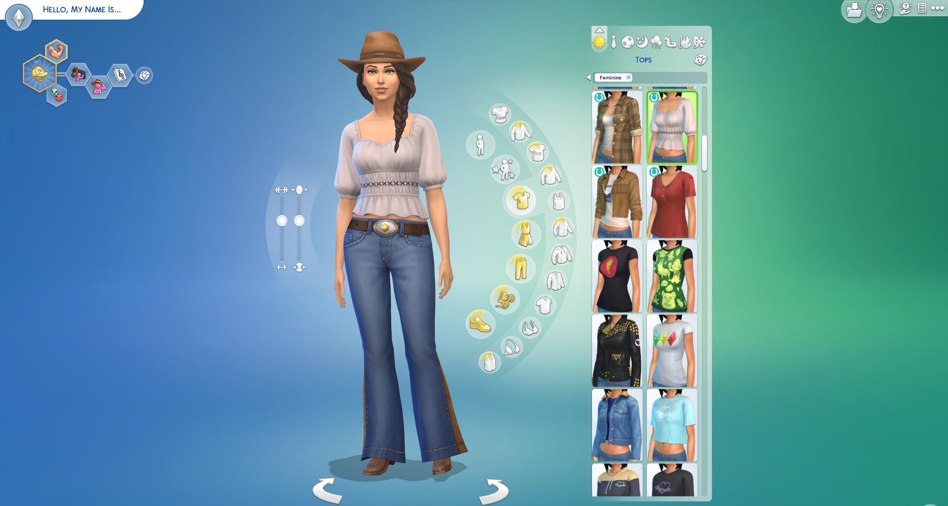 A female Sim in the Sim creation screen