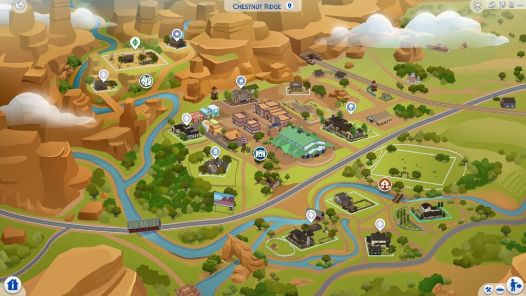 A map of Chestnut Ridge from The Sims 4: Horse Ranch Expansion Pack