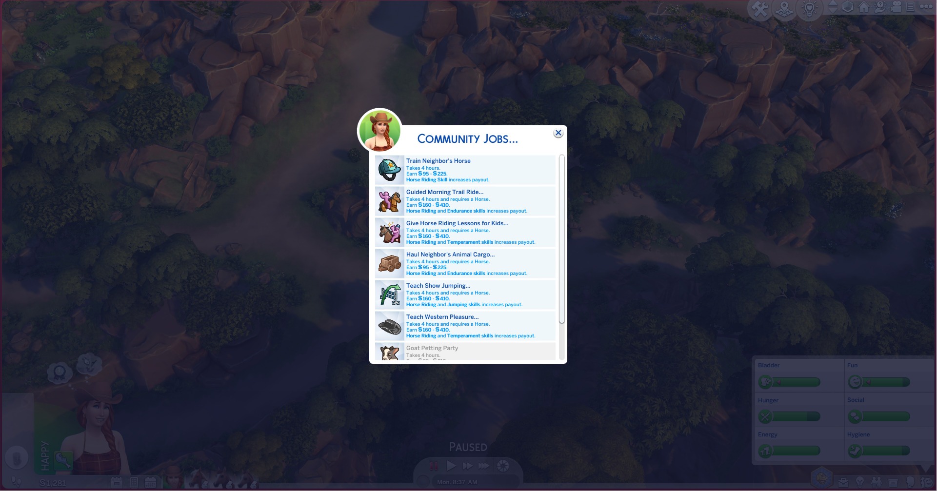 A list of community jobs in The Sims 4: Horse Ranch Expansion Pack