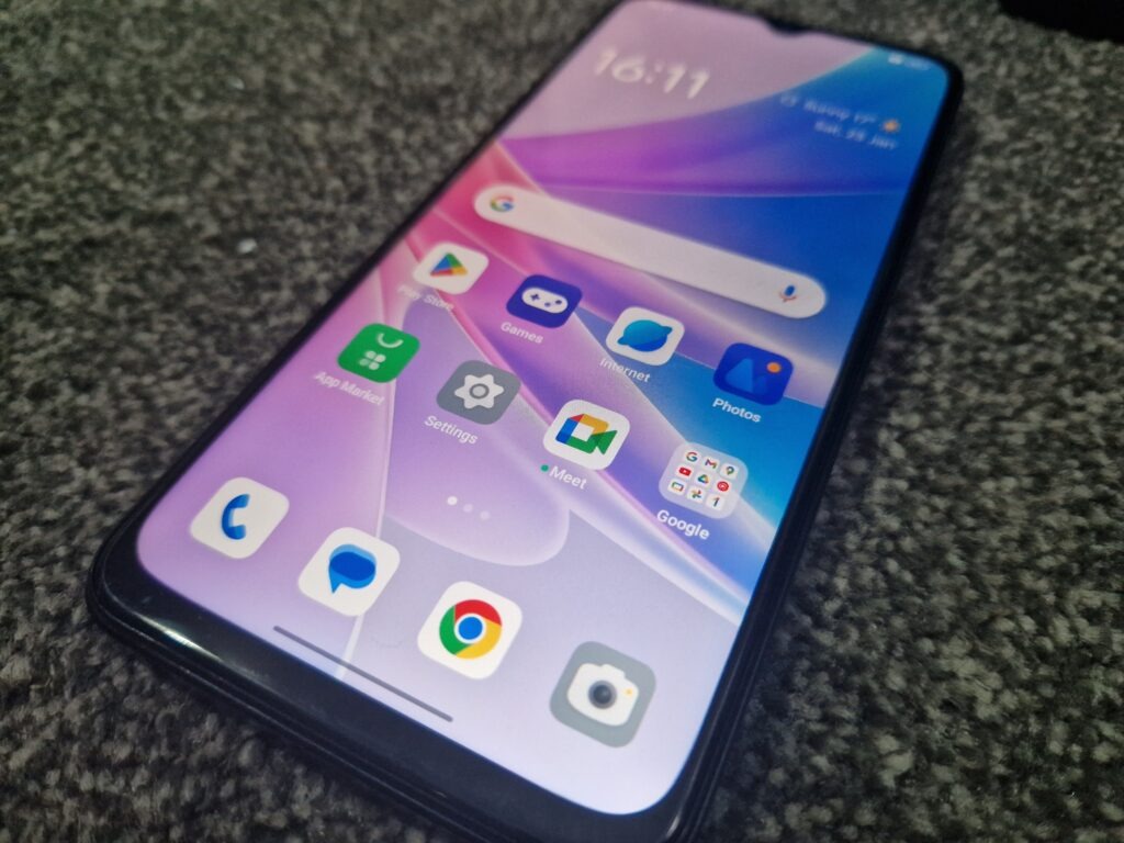 Oppo A78 5G up close with apps on the screen