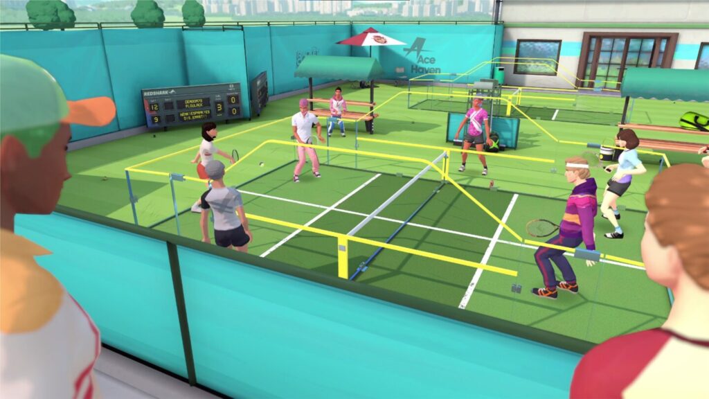 The club lets you socialize and jump into singles and doubles matches.