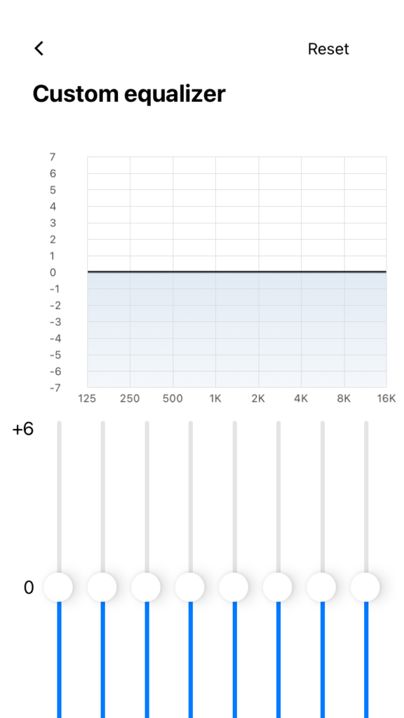 The custom equalizer in the Soundpeats app