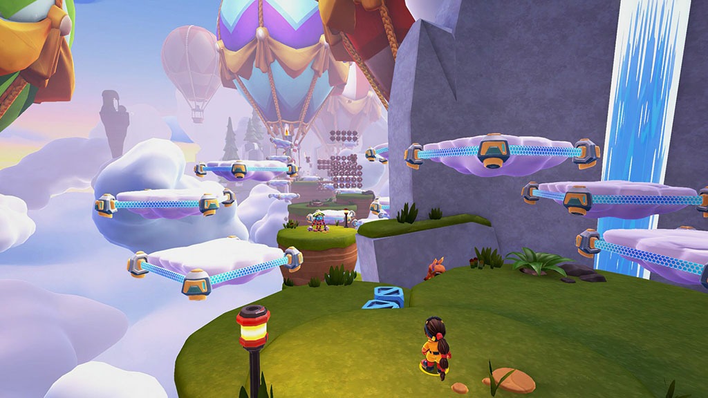 Balloons sail by as you leap from cloud to cloud