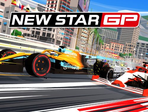 2 cars racing under the New Star GP sign
