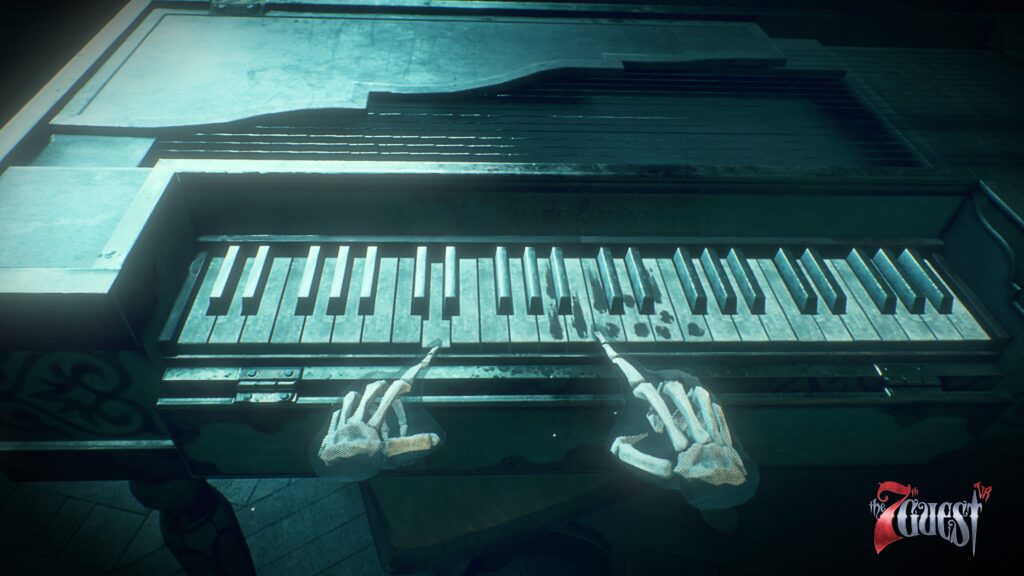 An old piano sits in front of you with blood stained keys. Solving the puzzle requires mindful interpretation and timing of which keys to press.