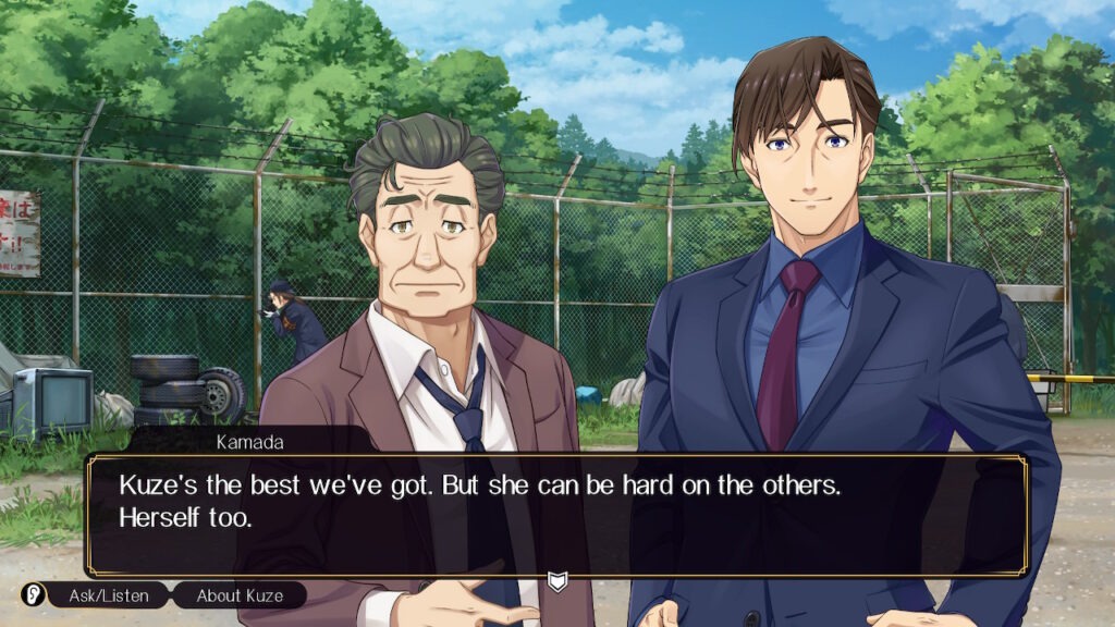 Two detectives talking about detective Kuze.