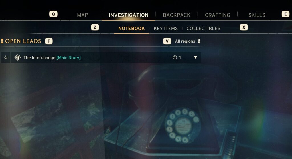 Atomfall screenshot showing the leads menu