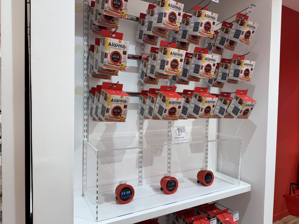 Nintendo Alarmos are hanging on a wall