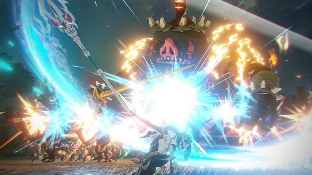 Hyrule Warriors: Age of Imprisonment screenshot showing combat with bright visual effects