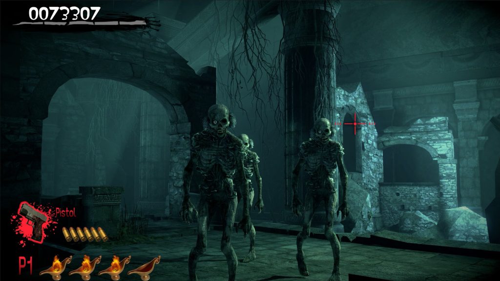 The House of the Dead 2: Remake screenshots showing three zombies lurking around.