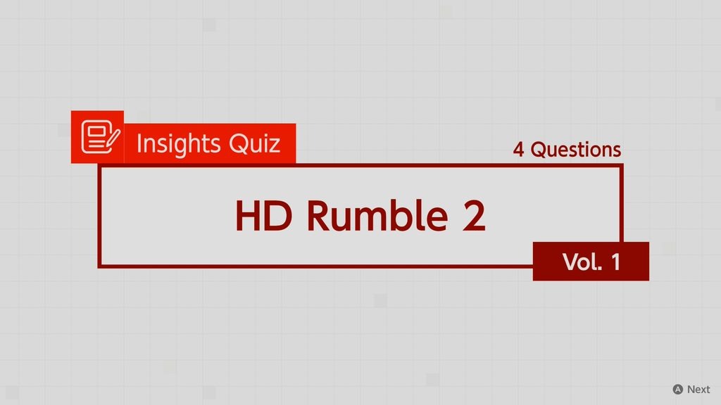 Title screen of the "HD Rumble 2" Quiz from Nintendo Switch 2 Welcome Tour
