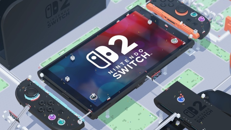 A zoomed-out view of the Switch 2 console as seen in-game